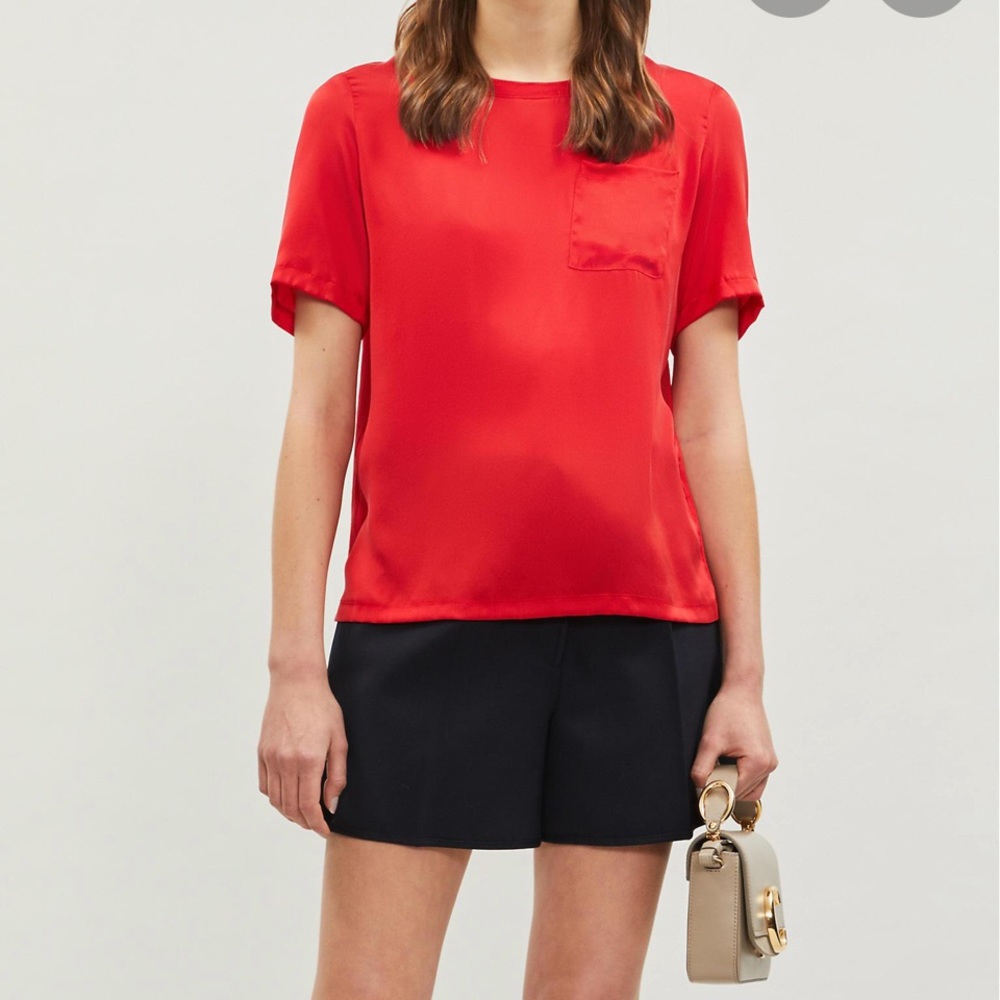 Maje red silk top - Picture 1 of 7